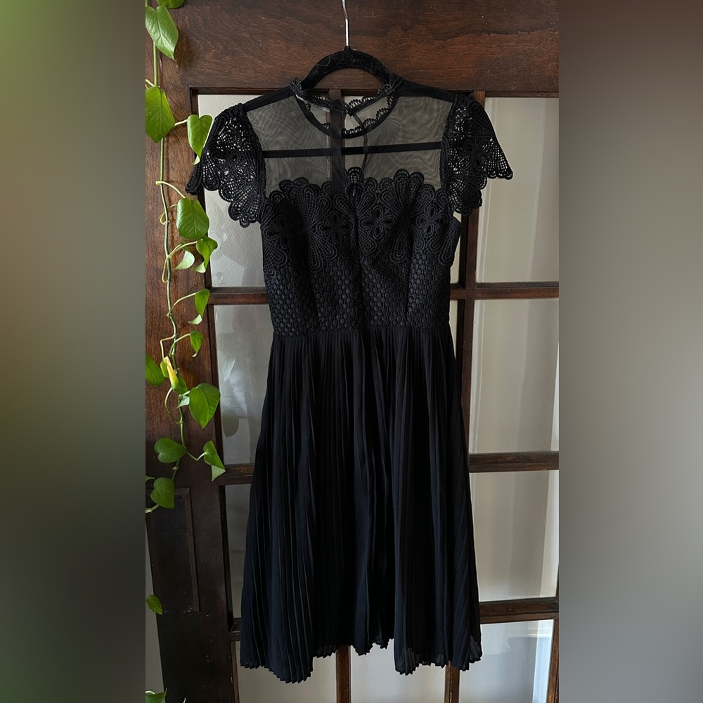 Zara black tie knee length dress